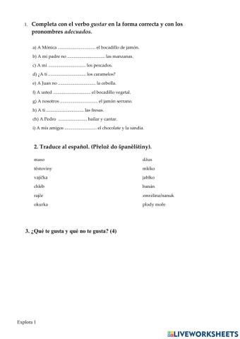 Gustar - los alimentos