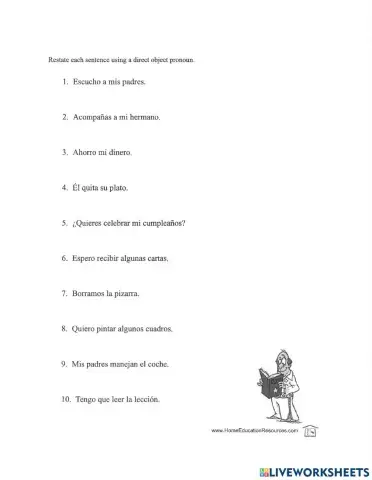 Direct object pronoun ejercicios