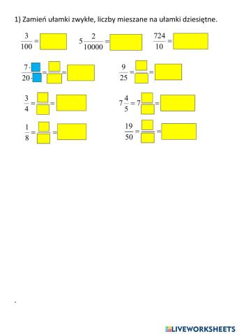 Zamiana na ułamki dziesiętne