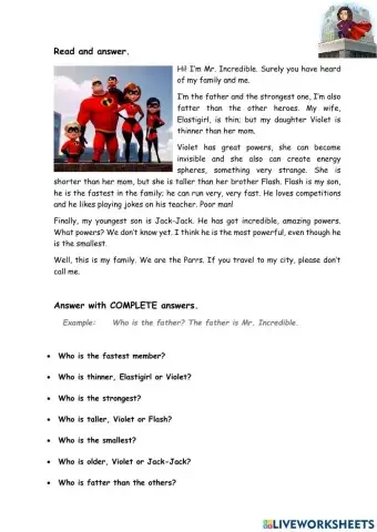 Reading comparative and superlatives