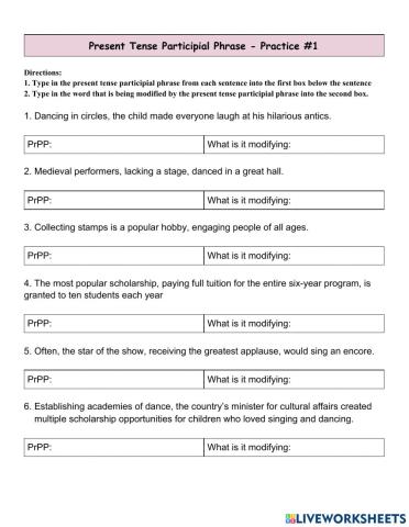 Present Tense Participial Phrases