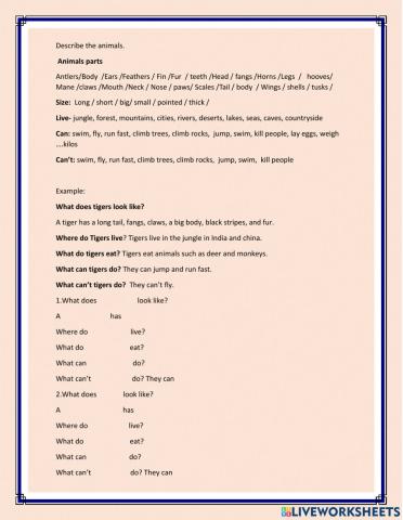 Describing animals