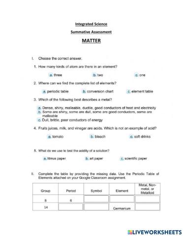 Matter - Final Assessment