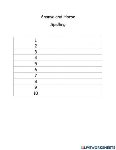 Spelling-Anansa and Horse