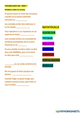 Vocabulario cocina