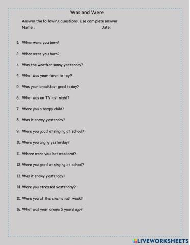 Was and were questions