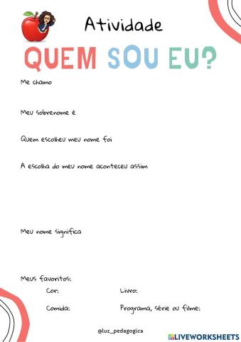 Atividade: Quem sou eu?