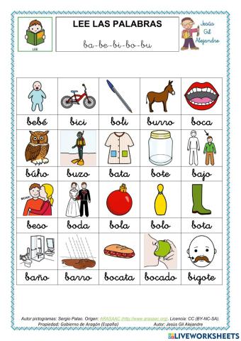 Leer palabras con B en minúsculas