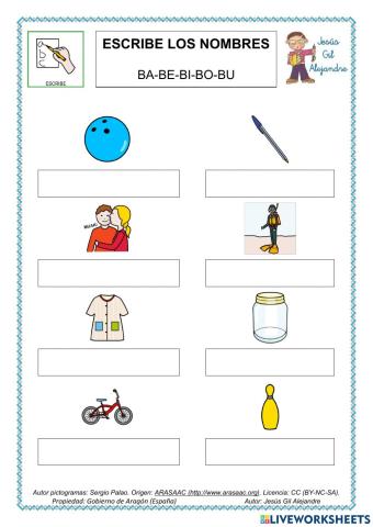 Escribe palabras con B