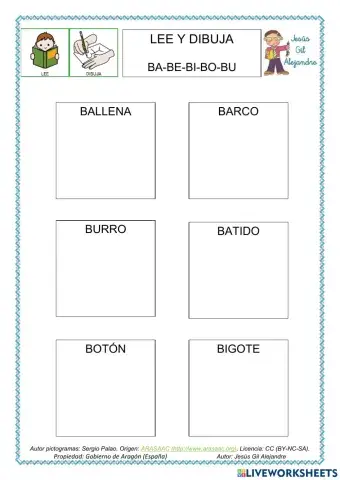 Lee y dibuja palabras con B