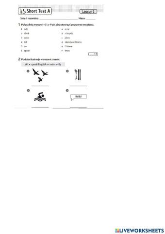 Brainy 4 unit 5 short test