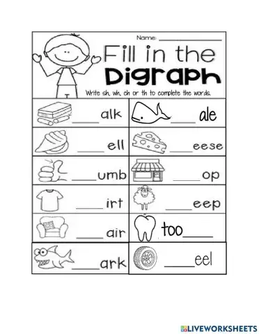 Sh, ch, wh, th Worksheet