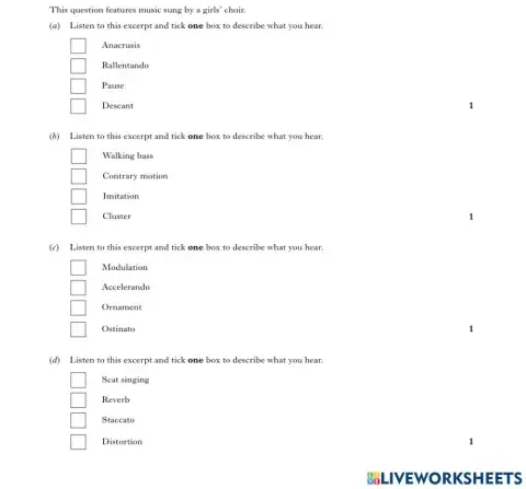 National 5 Practise Questions VOCAL MUSIC 5