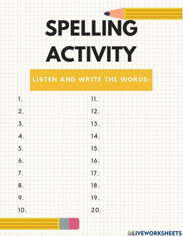 Spelling activity 1