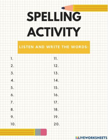 Spelling activity 1