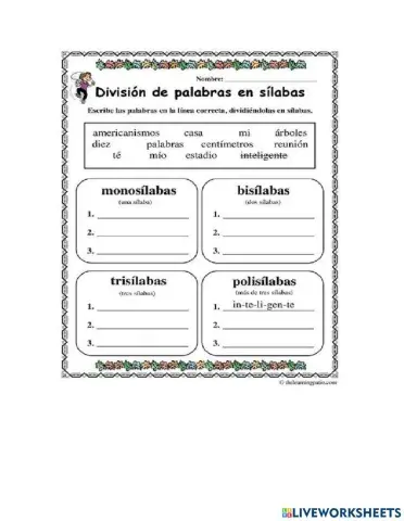 División de sílabas