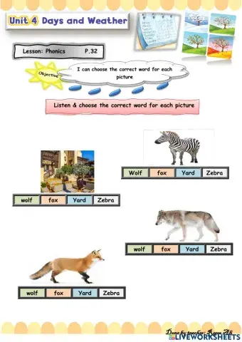 We Can2 U4 L4 I can choose the correct word for each picture.