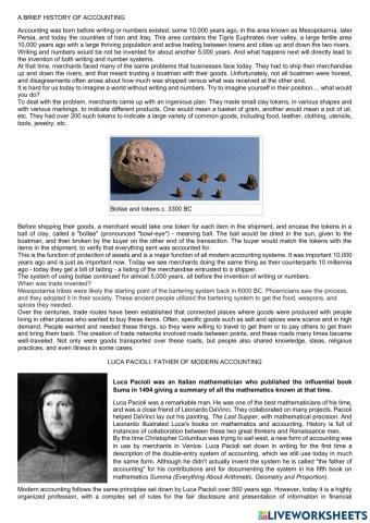 The history of accounting