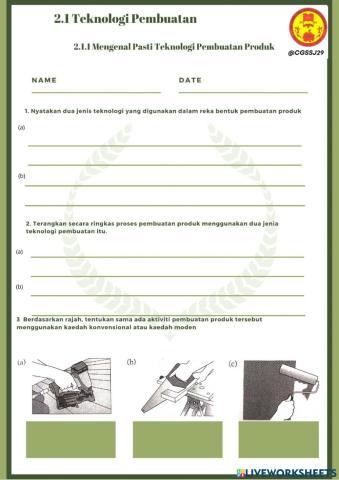 2.1 Mengenalpasti Teknologi Pembuatan Produk