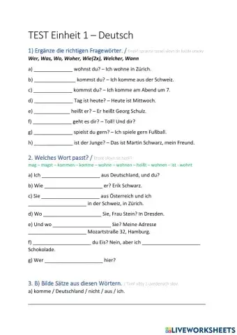 Einheit 1  - Deutsch mit Max