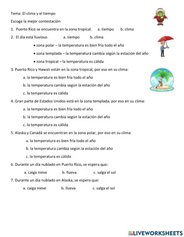 El clima y el tiempo