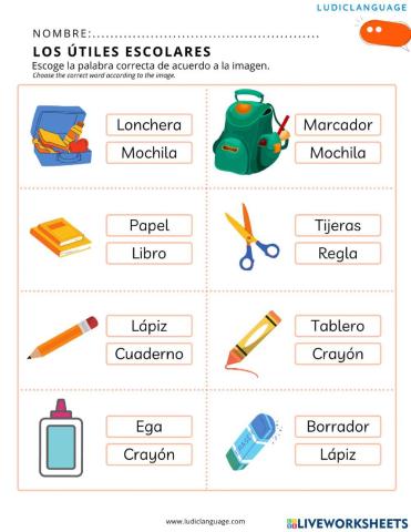 Los útiles escolares