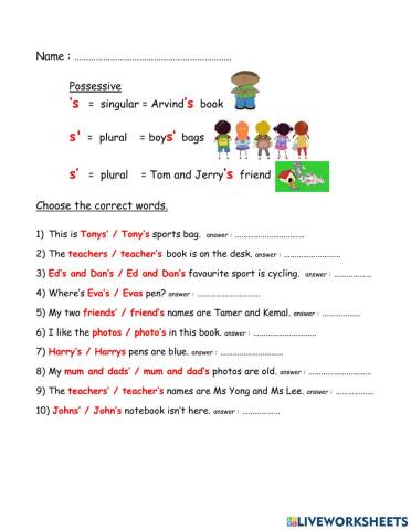 Possessive ('s - s')