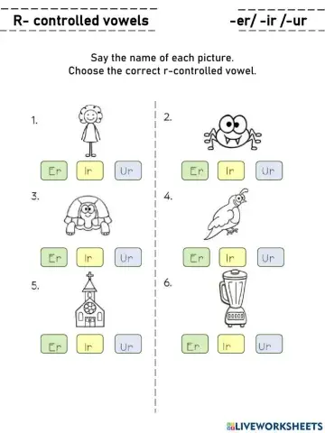 R Controlled vowels