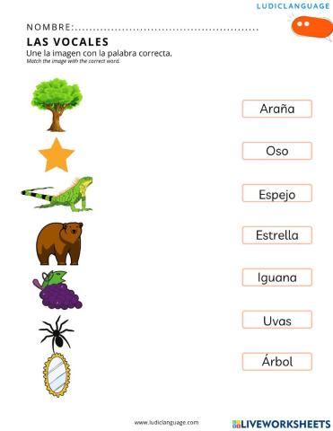 Vocabulario de las vocales