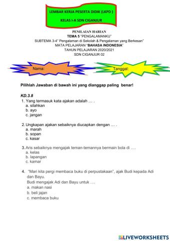 Tema 5 Bahasa Indonesia Subtema 3-4
