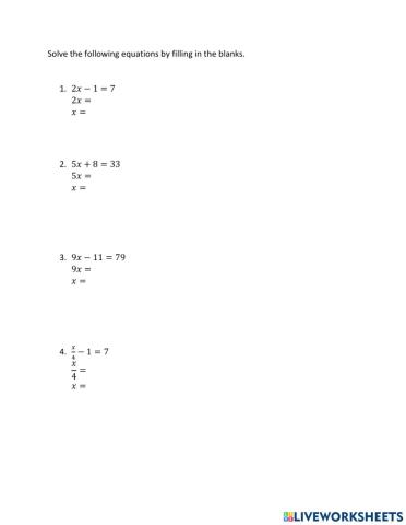 Solving two step equations