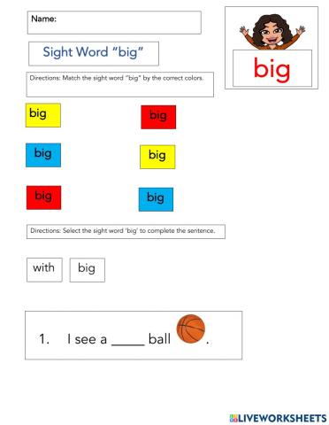 Sight Word 'big'