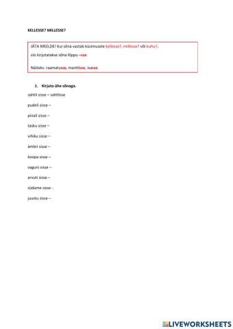 Kellesse? Millesse? 2. klass