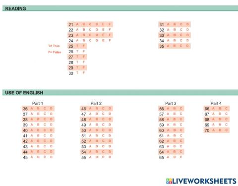 ESB B1 2020A S1- Reading - Use of English