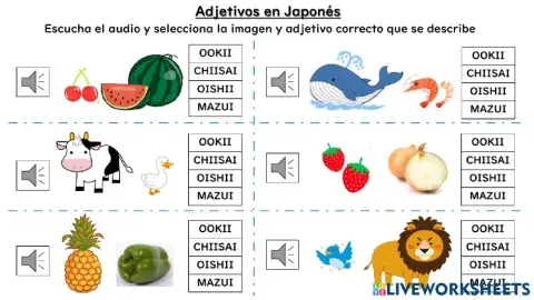 Adjetivos en Japones Oishii, Mazui, Ookii, Chiisai