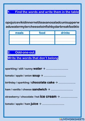 Food and drink - easy