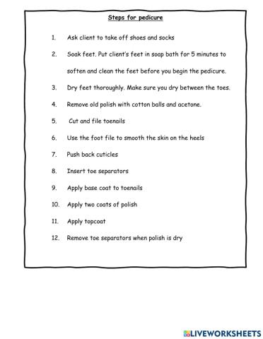 Pedicure steps