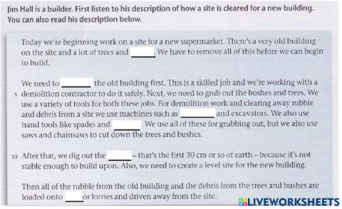 Clearing construction site