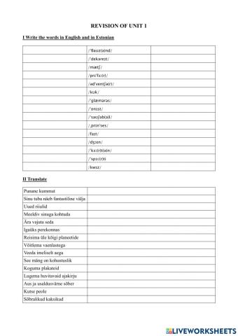 Vocabulary and grammar