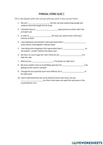 Phrasal Verbs Quiz