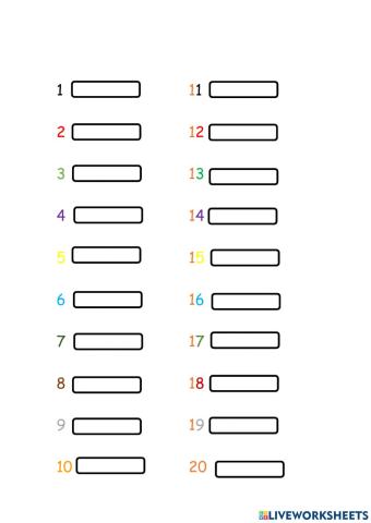 Escribe el nombre de los números