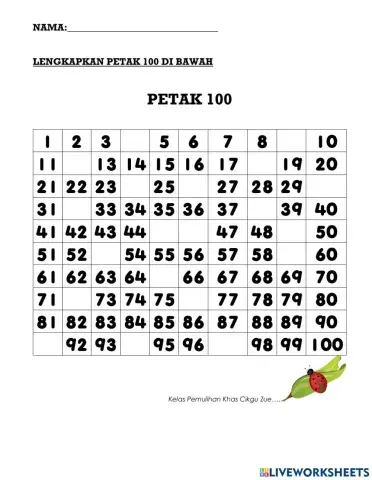 Nombor bulat hingga 100