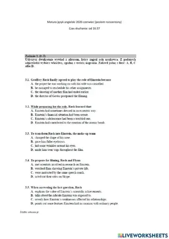Matura rozszerzona 2020 listening zad 3