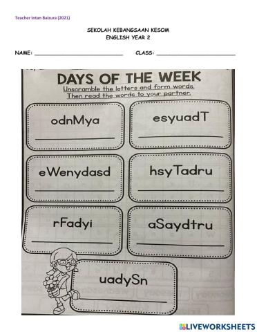 Days of the week