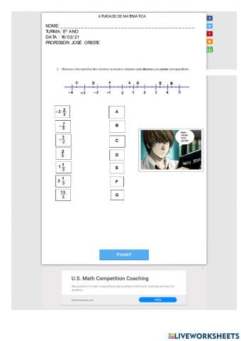 Números racionais na reta numérica