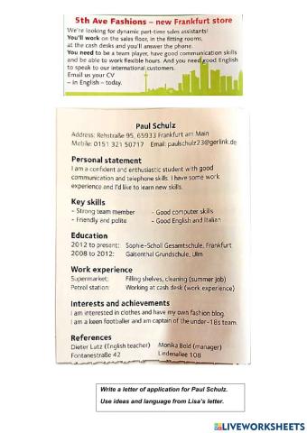 Paul's letter of application