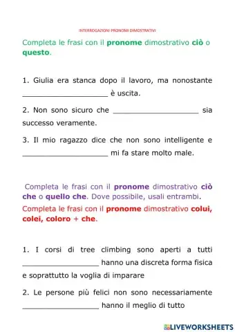 I pronomi dimostrativi