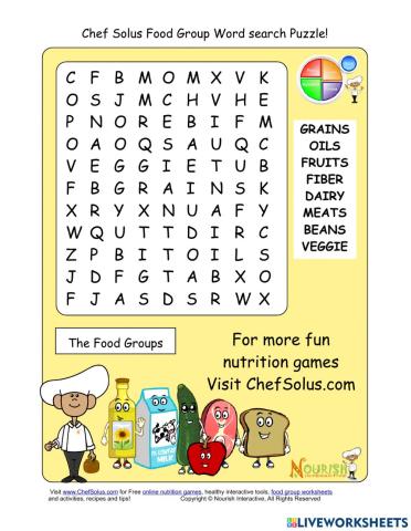 Food groups word search puzzle