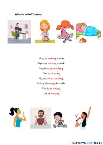 Presente continuous -actions