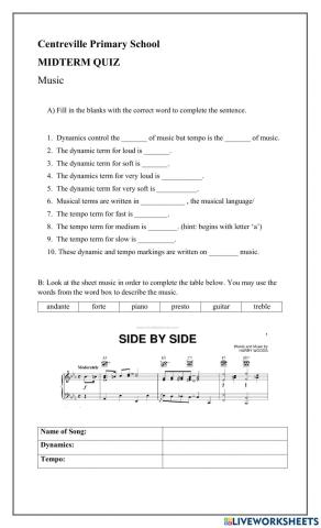 Dynamics and Tempo Quiz